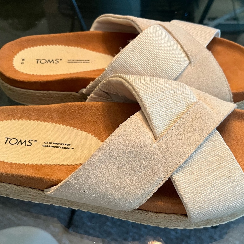 Toms Women's Cream Espadrille Slides View 2